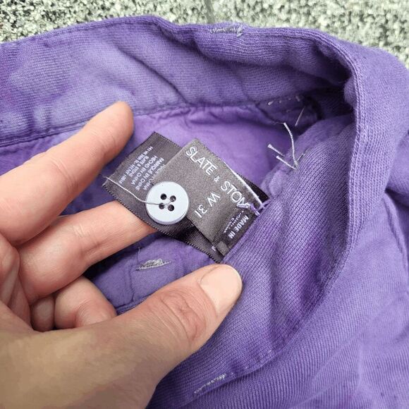 Slate & Stone Ice Dyed Purple Sweatpant style Shorts - W31 - Picture 2 of 4